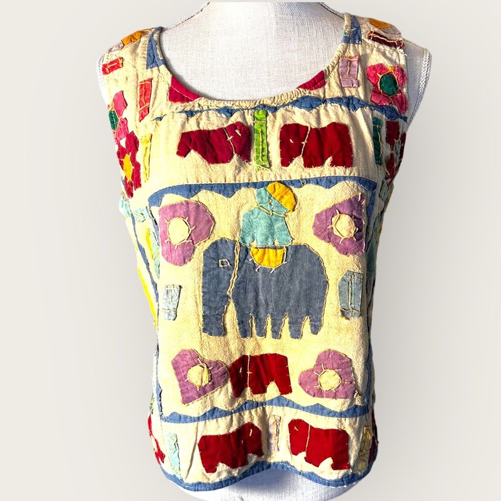Marisol vintage Boho animal embroidered sz‎ medium cotton tank top
